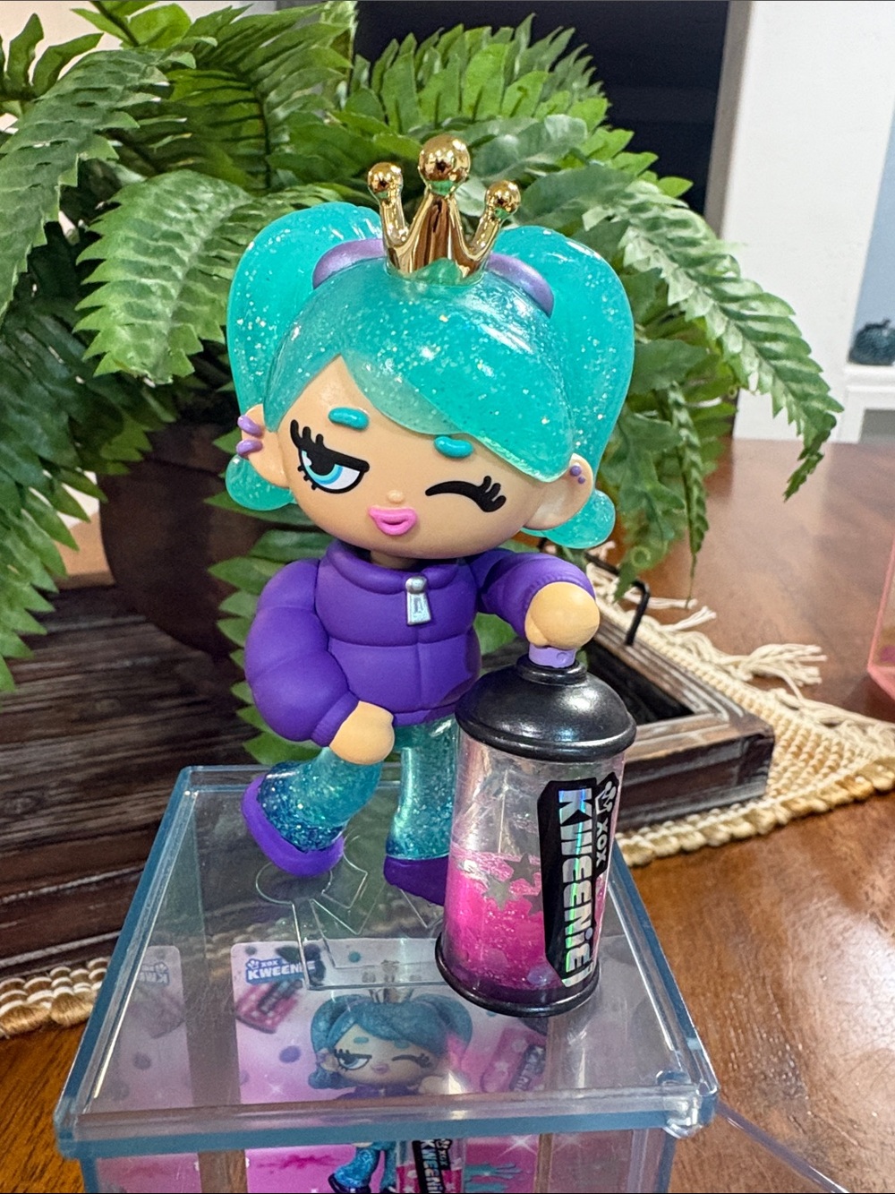 Kweenme Glitter Princess Doll - Teal Hair, Purple Outfit
